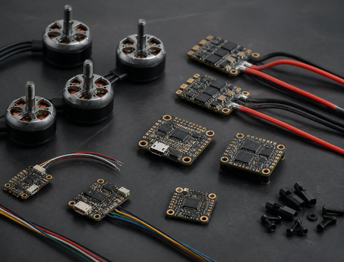 Brushless motors and flight controller boards